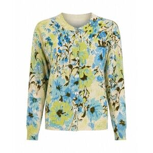 Vintage Kingsley Cardigan Sweater Small Yellow Floral Academia Librarian